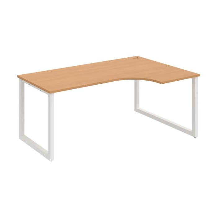 Pracovný stôl UNI O, ergo, ľavý, 180x75,5x120 cm, buk/biela