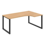 Pracovný stôl UNI O, ergo, ľavý, 180x75,5x120 cm, dub/čierna