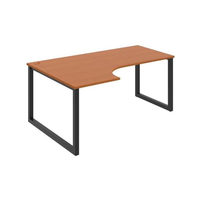 Pracovný stôl UNI O, ergo, pravý, 180x75,5x120 cm, čerešňa/čierna
