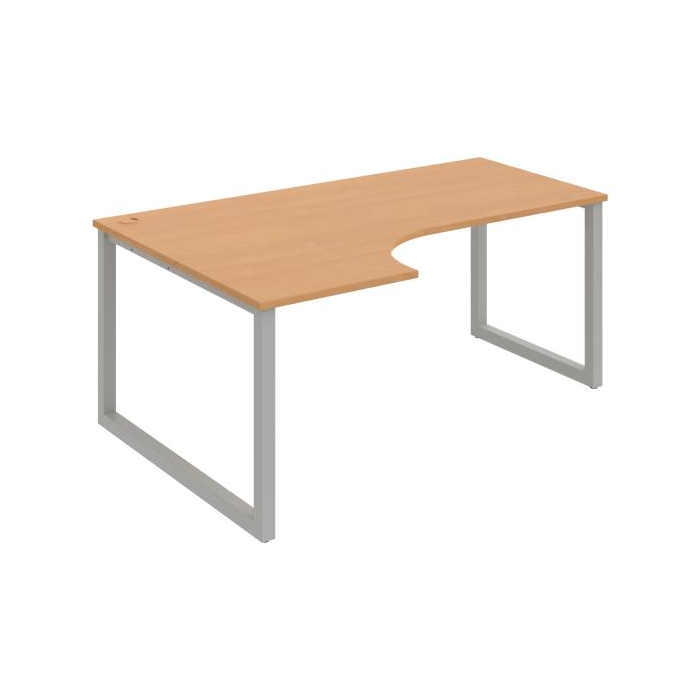 Pracovný stôl UNI O, ergo, pravý, 180x75,5x120 cm, buk/sivá