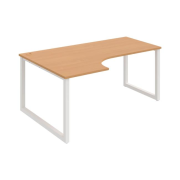Pracovný stôl UNI O, ergo, pravý, 180x75,5x120 cm, buk/biela