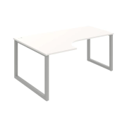 Pracovný stôl UNI O, ergo, pravý, 180x75,5x120 cm, biela/sivá
