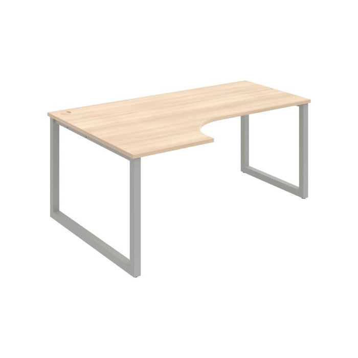 Pracovný stôl UNI O, ergo, pravý, 180x75,5x120 cm, agát/sivá