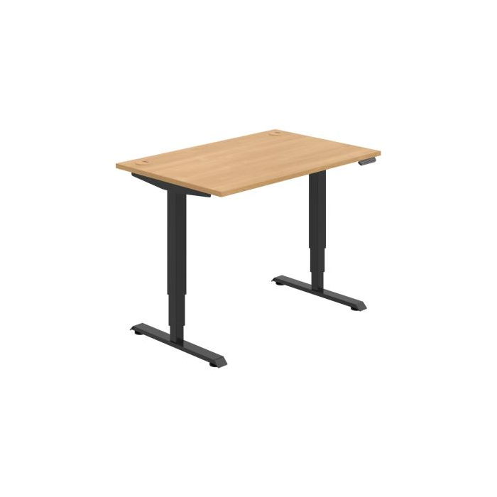 Pracovný stôl RUN, PO, 3S, 120x64,5-130,5x80 cm, dub/čierna