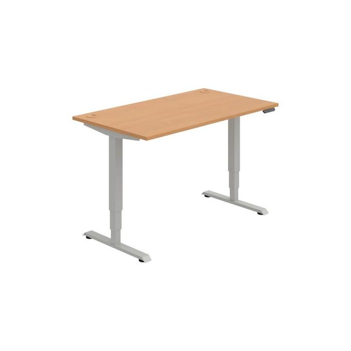 Pracovný stôl RUN, PO, 3S, 140x64,5-130,5x80 cm, buk/sivá