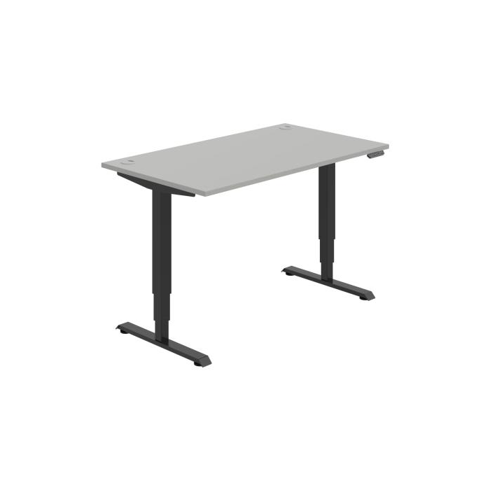 Pracovný stôl RUN, PO, 3S, 140x64,5-130,5x80 cm, sivá/čierna