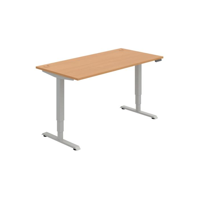 Pracovný stôl RUN, PO, 3S, 160x64,5-130,5x80 cm, buk/sivá