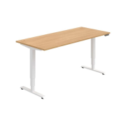 Pracovný stôl RUN, PO, 3S, 180x64,5-130,5x80 cm, dub/biela