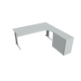 Pracovný stôl Cross, ergo, ľavý, 180x75,5x200 cm, sivá/kov