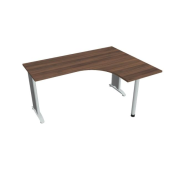 Pracovný stôl Flex, ergo, ľavý, 160x75,5x120 (60x60) cm, orech/kov