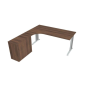 Pracovný stôl Flex, ergo, pravý, 180x75,5x200,0 (40x80) cm, orech/kov