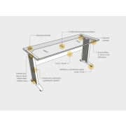 Pracovný stôl Cross, ergo, ľavý, 160x75,5x120 cm, jelša/kov