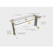 Pracovný stôl Cross, ergo, pravý, 180x75,5x200 cm, biela/kov