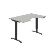 Pracovný stôl Motion Ergo, PO, 2S, 140x70,5-120,5x90 cm, sivá/čierna