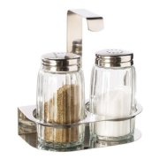 Soľnička a korenička so stojanom súprava 2 ks