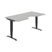Pracovný stôl Motion Ergo, ZO, 3S, 180x61-128x90 cm, sivá/čierna