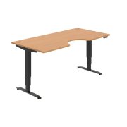 Pracovný stôl Motion Ergo, PO, 3S, 180x61-128x90 cm, buk/čierna