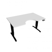 Pracovný stôl Motion Ergo, PO, 3S, 140x61-128x90 cm, biela/čierna